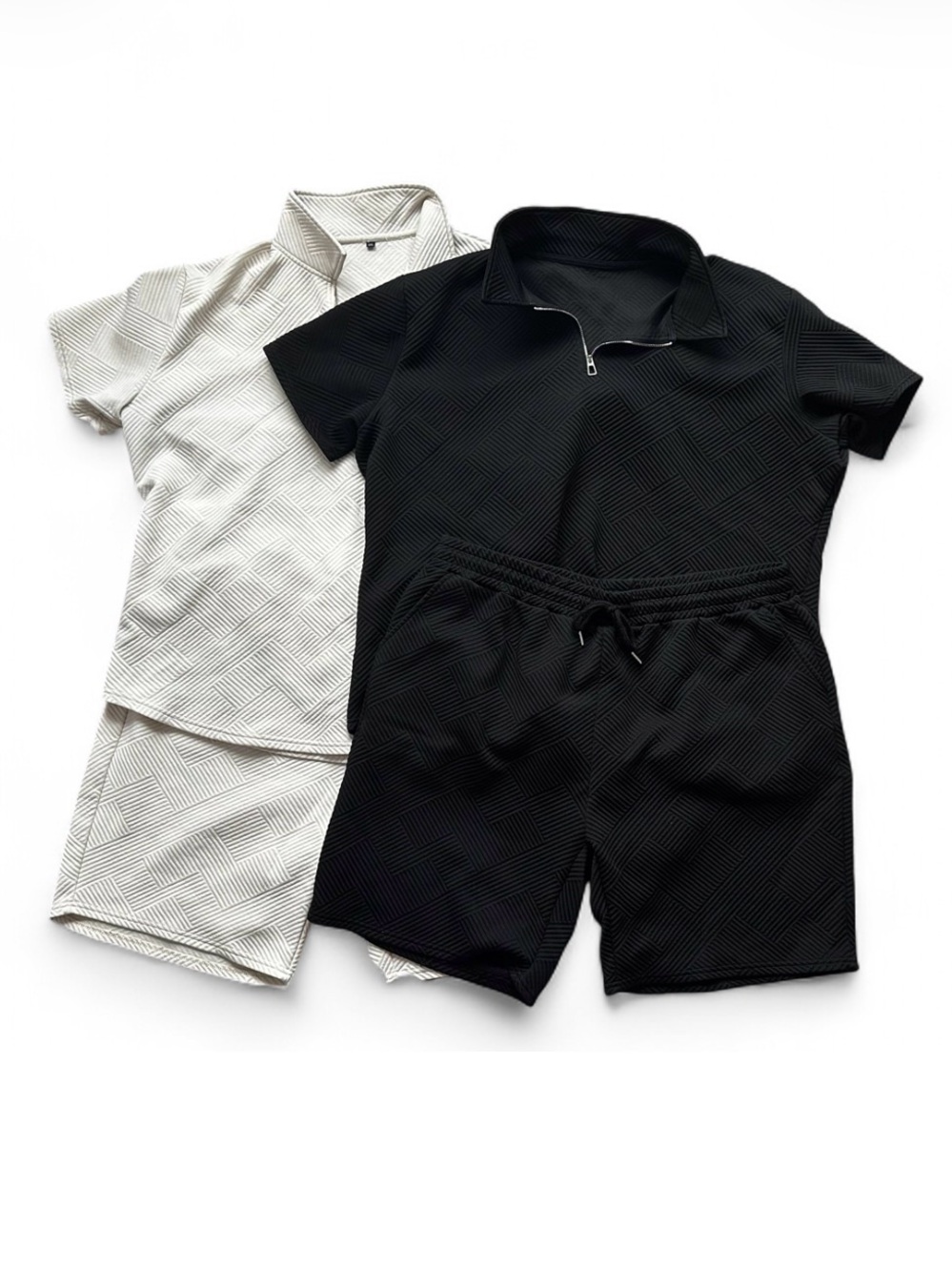 Men’s Short Sleeve Quarter Zip Polo & Shorts Set